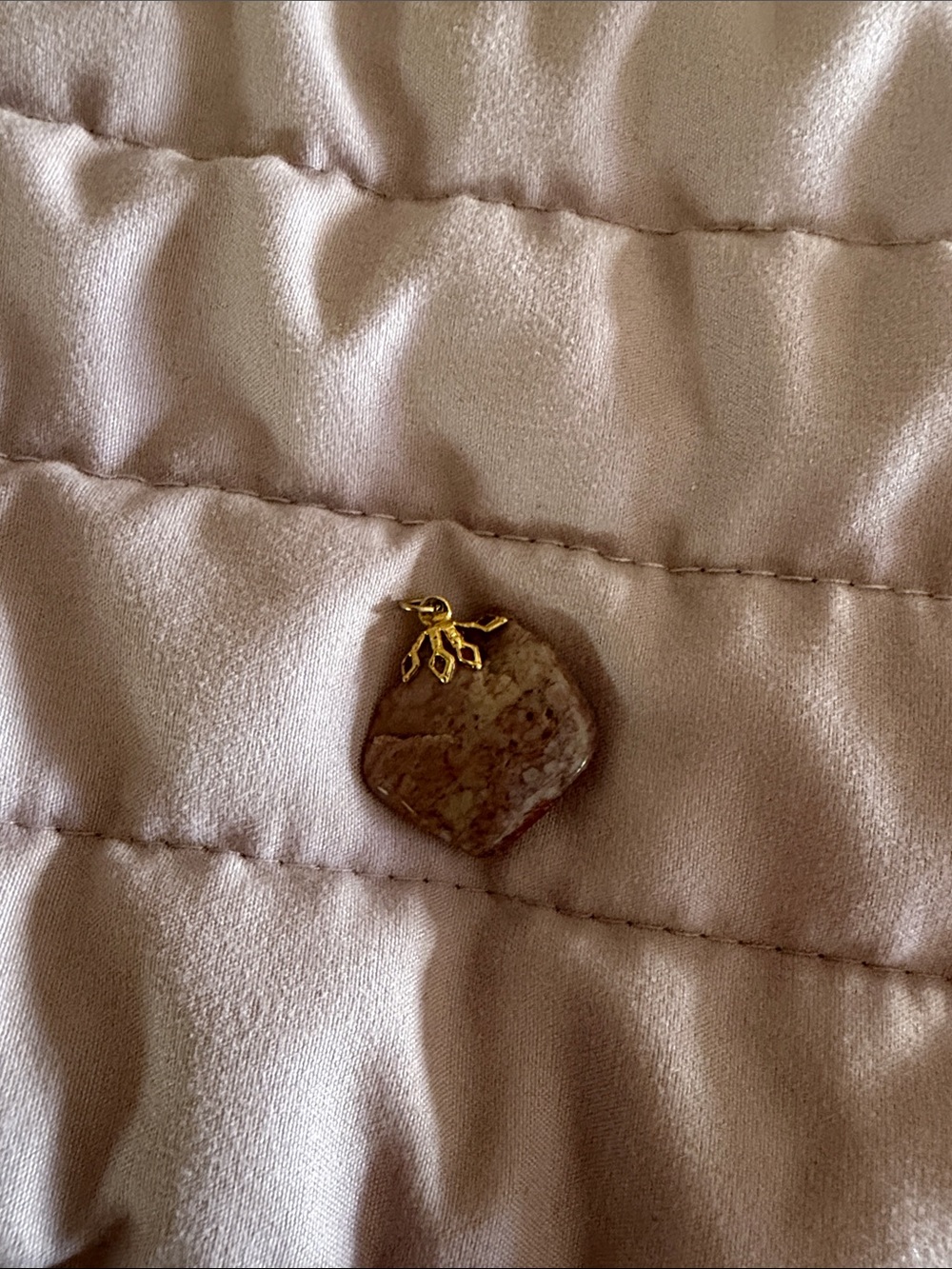 Gold Bee Charm Brown Stone Pendant - Women's Accessory